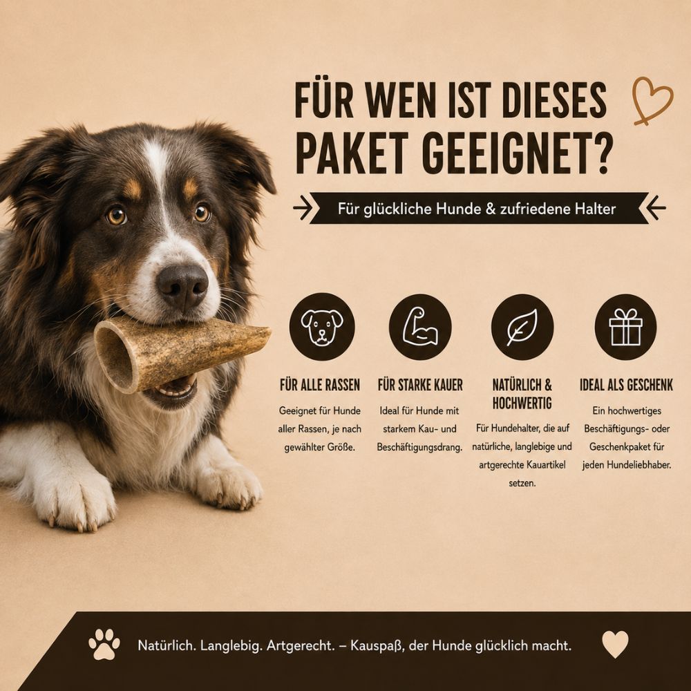 Cane con articolo da masticare Wildfang in bocca. Adatto a tutte le razze, masticatori forti, naturale e di alta qualità, ideale come regalo.