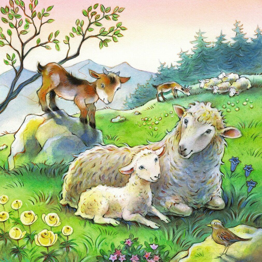 Scatola puzzle con 3 puzzle. Soggetti: cavalli, pecore, cani. Puzzle Ravensburger, 3x49 pezzi. Dai 5 anni.