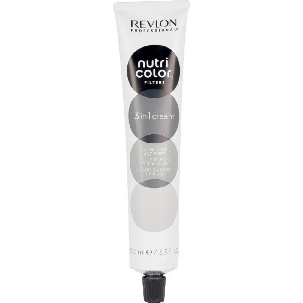 Tubo Revlon Nutri Color Filters. Tappo nero. Scritta: Nutri Color, 3 in 1 cream.