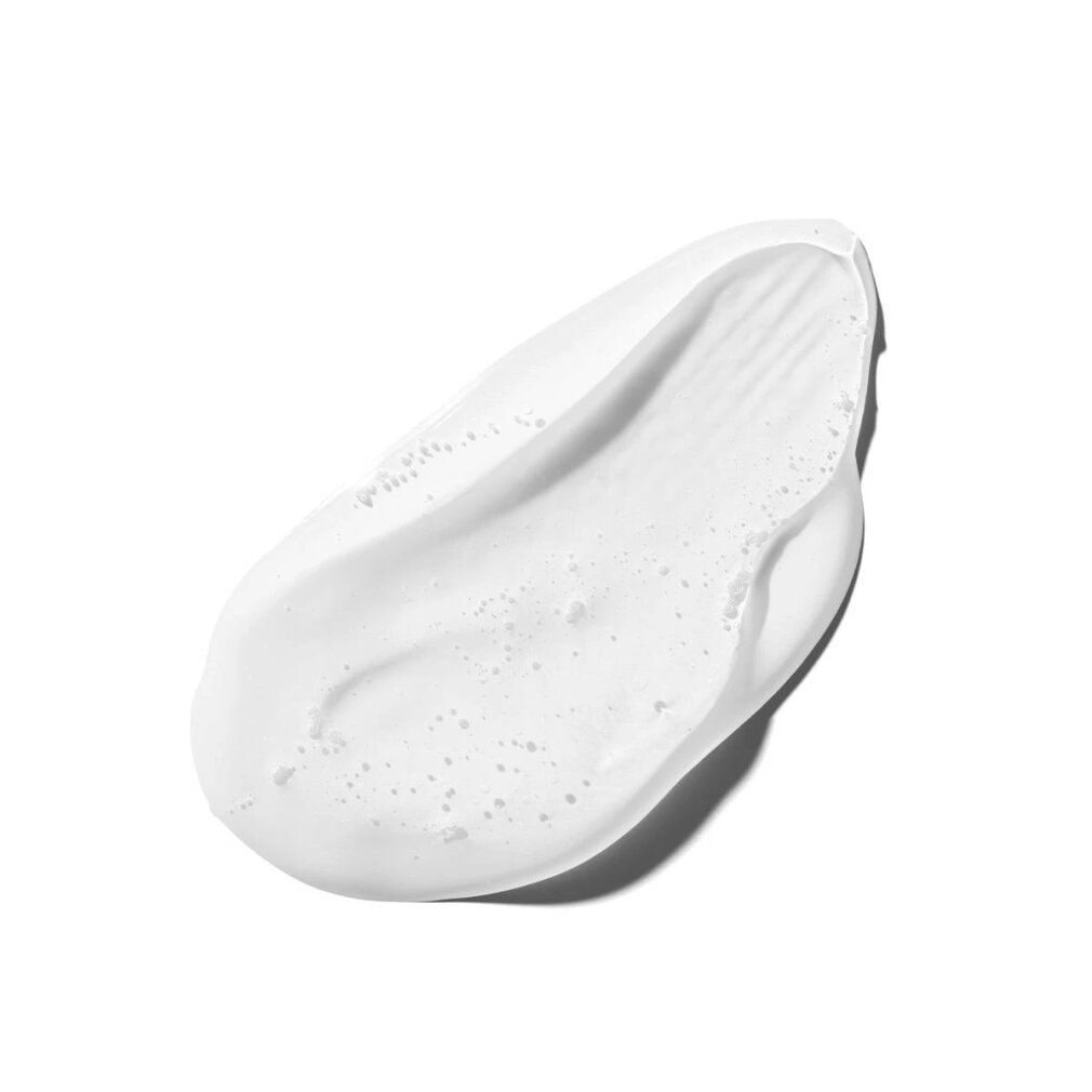 Gel shampoo bianco su sfondo bianco. Consistenza con bolle.
