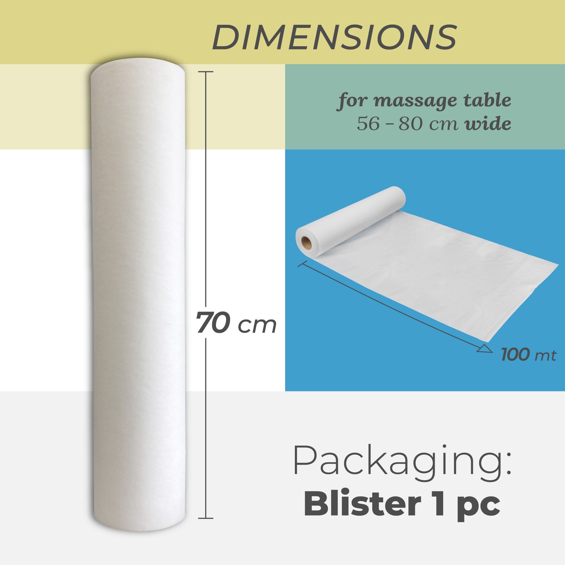 Medical Sud Rotoli Per Lettino in Tnt Monovelo Idrorepellente h 70 cm x 100 Metri gr 30
