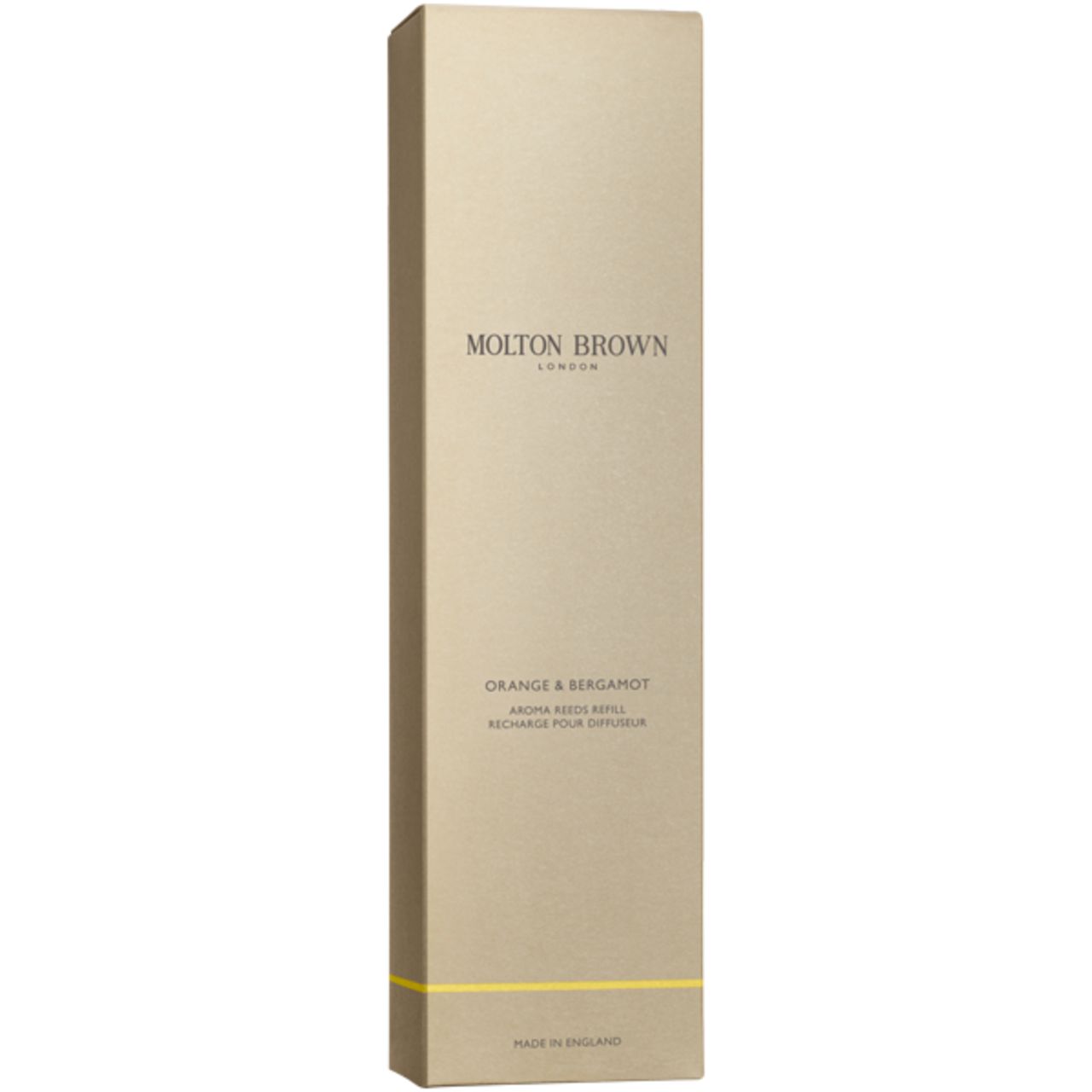 Ricarica Molton Brown Orange & Bergamot. Confezione rettangolare alta. Testo: Orange & Bergamot, Molton Brown London.
