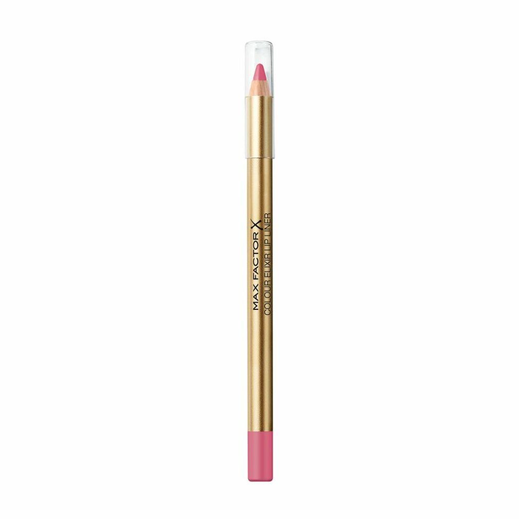 Matita labbra rosa in astuccio dorato con cappuccio trasparente. Scritta "Max Factor Colour Elixir Lipliner".