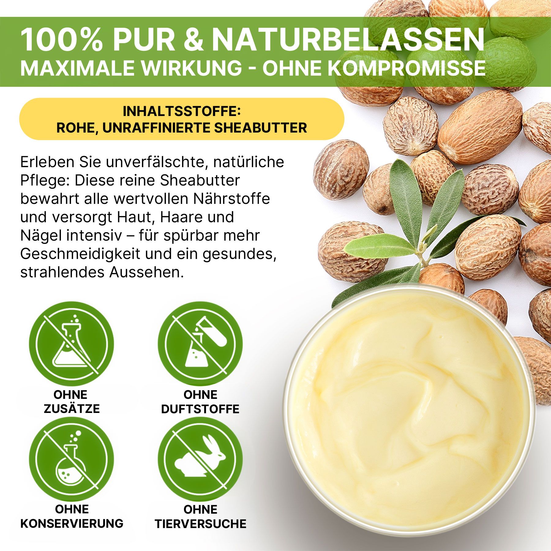 P-beauty Crema corpo al burro di karité,100% naturale per la cura della pelle