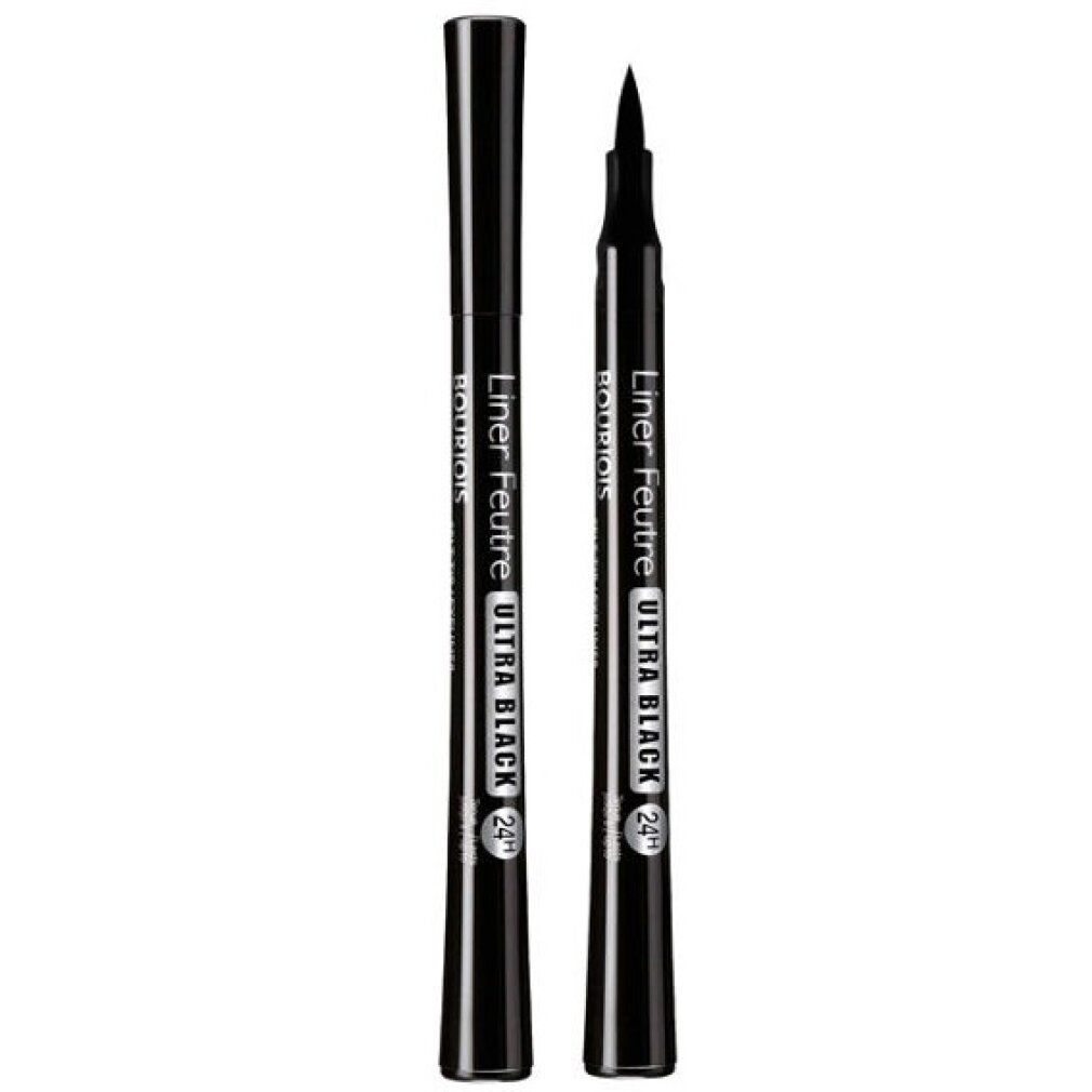 Due penne eyeliner nere. Scritta: Liner Feutre Ultra Black. Con e senza tappo.