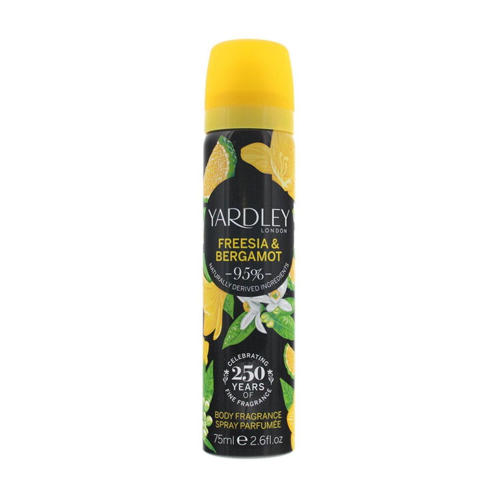 Spray corpo Yardley London Freesia & Bergamot, 75ml. Bomboletta profumata fine con agrumi.