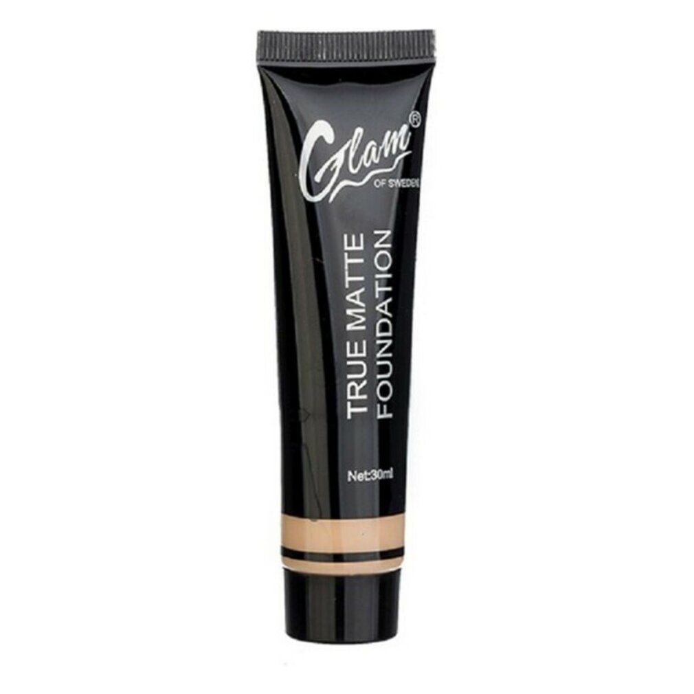 Tubo nero con scritta Glam of Sweden, True Matte Foundation. Tonalità Honey. Netto 30ml.