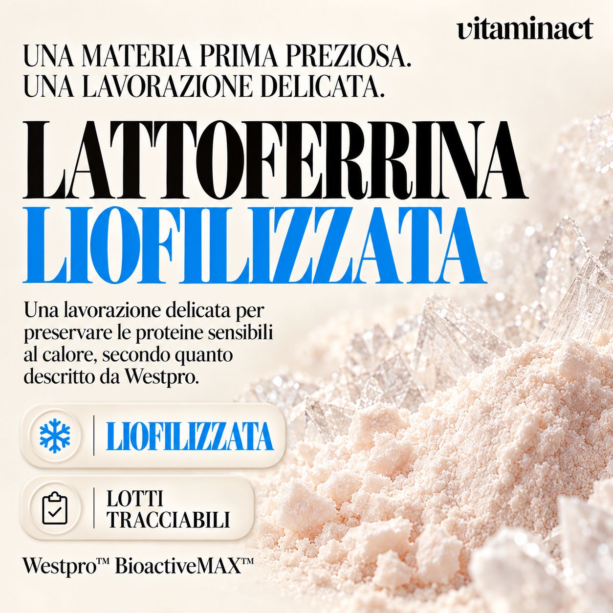 Flacone di Lactoferrin Immuno Pro di Vitaminact, 120 compresse.