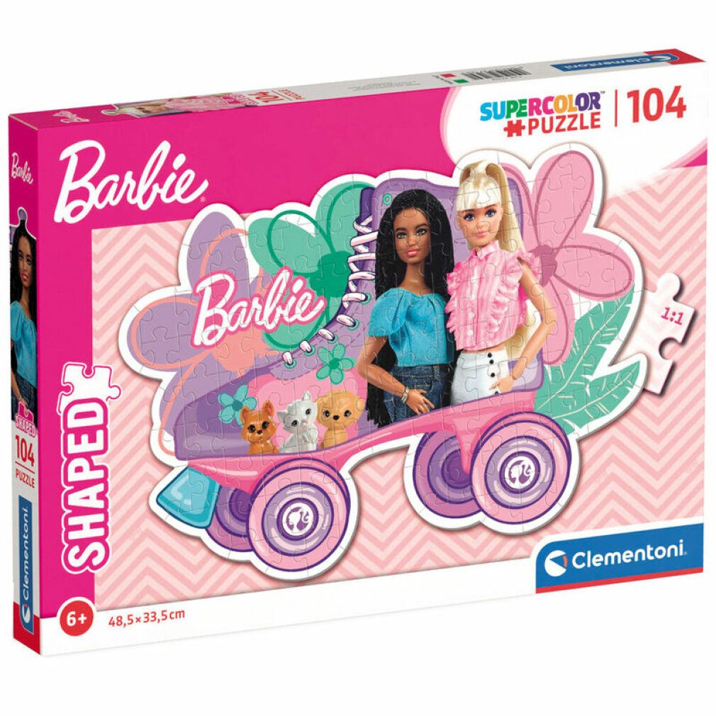 Puzzle Clementoni Barbie, 104 pezzi. Confezione con motivo Barbie, bambole e animali. Dimensioni: 48,5 x 33,5 cm. Età: 6+
