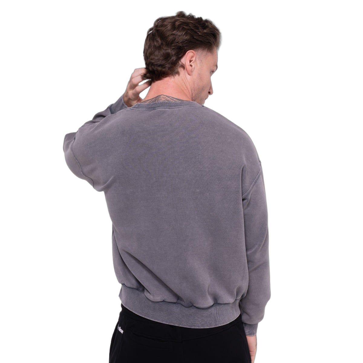 GymBeam Felpa uomo oversize girocollo Spike grigia senza cappuccio