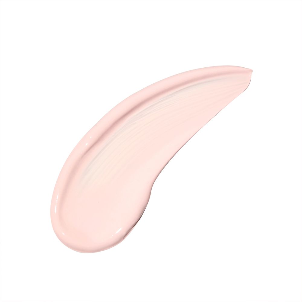 Un campione di crema rosa chiaro su sfondo bianco.