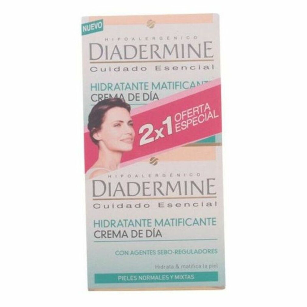 Confezione crema giorno Diadermine. Scritta: "2x1 Oferta Especial". Testo: "Hidratante Matificante Crema de Día".
