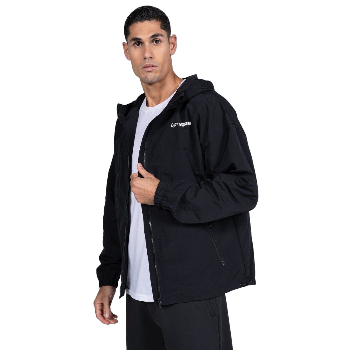 GymBeam Giacca uomo Relay con cappuccio e zip Black