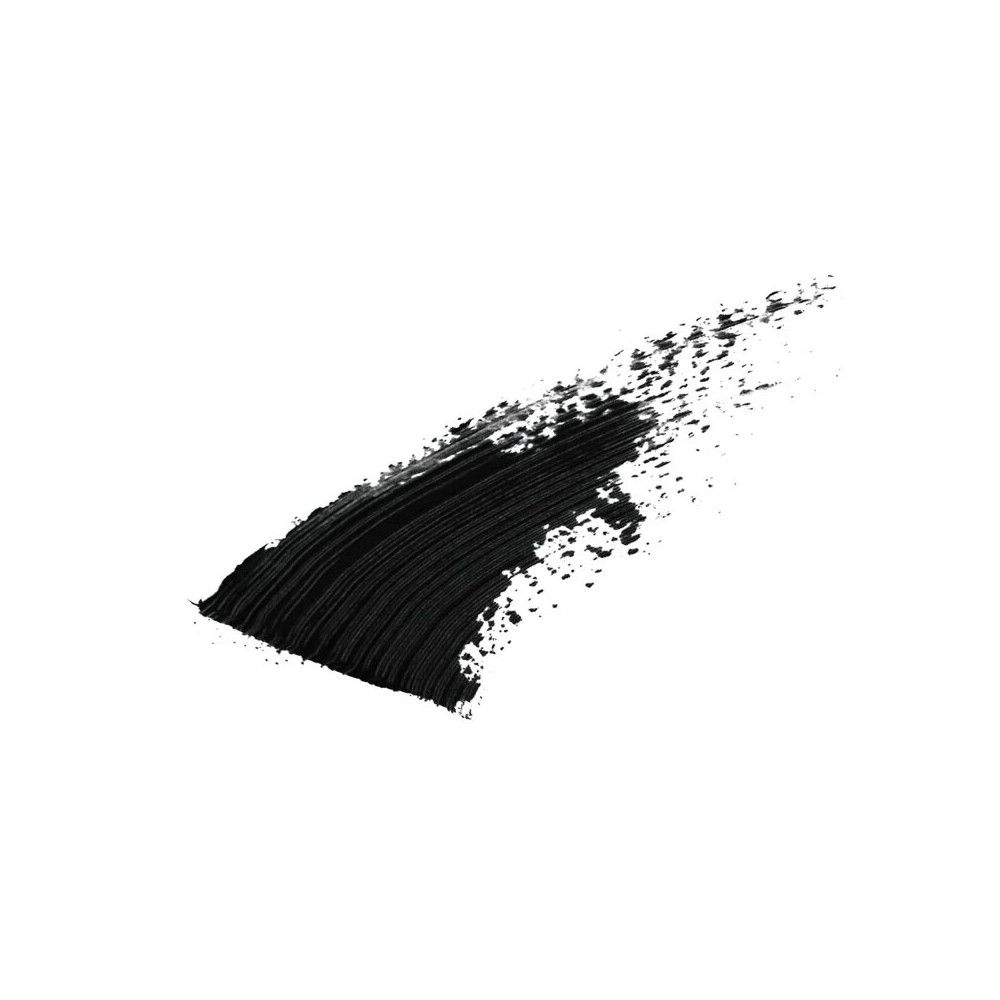 Tratto di mascara nero su sfondo bianco.