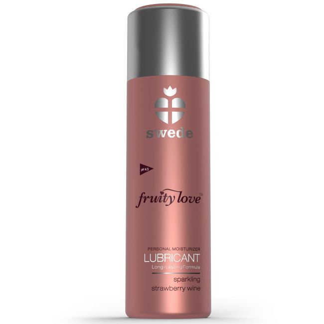 Lubrificante Swede Fruity Love, gusto vino fragola, flacone da 100 ml.