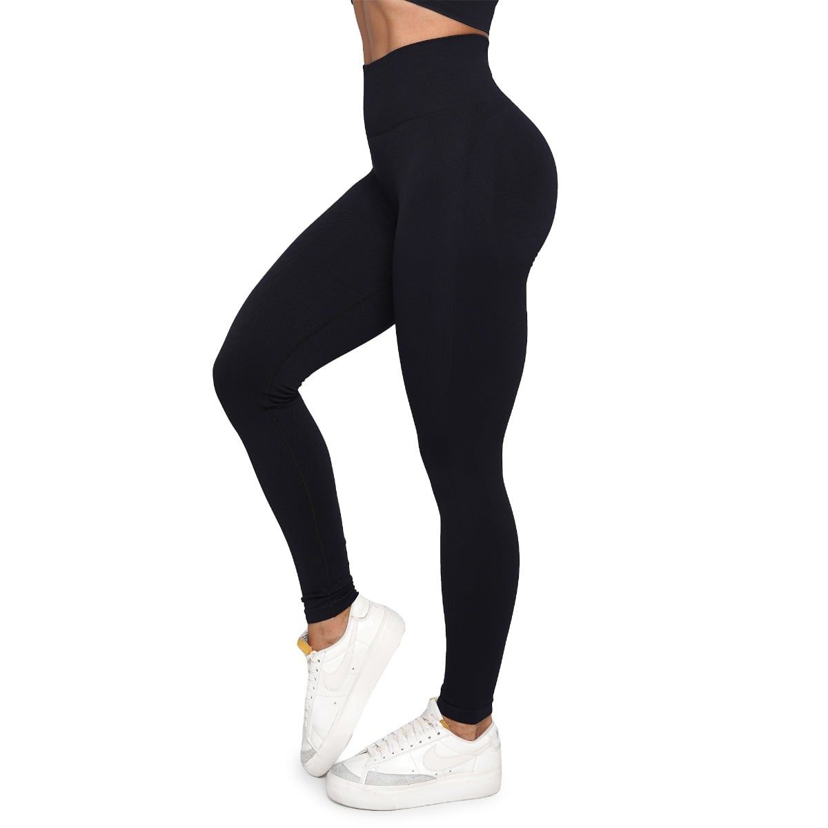 GymBeam Leggings donna Lift Seamless a vita alta senza cuciture e senza tasche nero