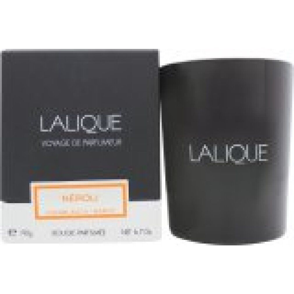 Candela e scatola nere. Scritta: LALIQUE, NEROLI, BOUGE PARFUMEE. Etichetta arancione. Netto 6.7 oz.