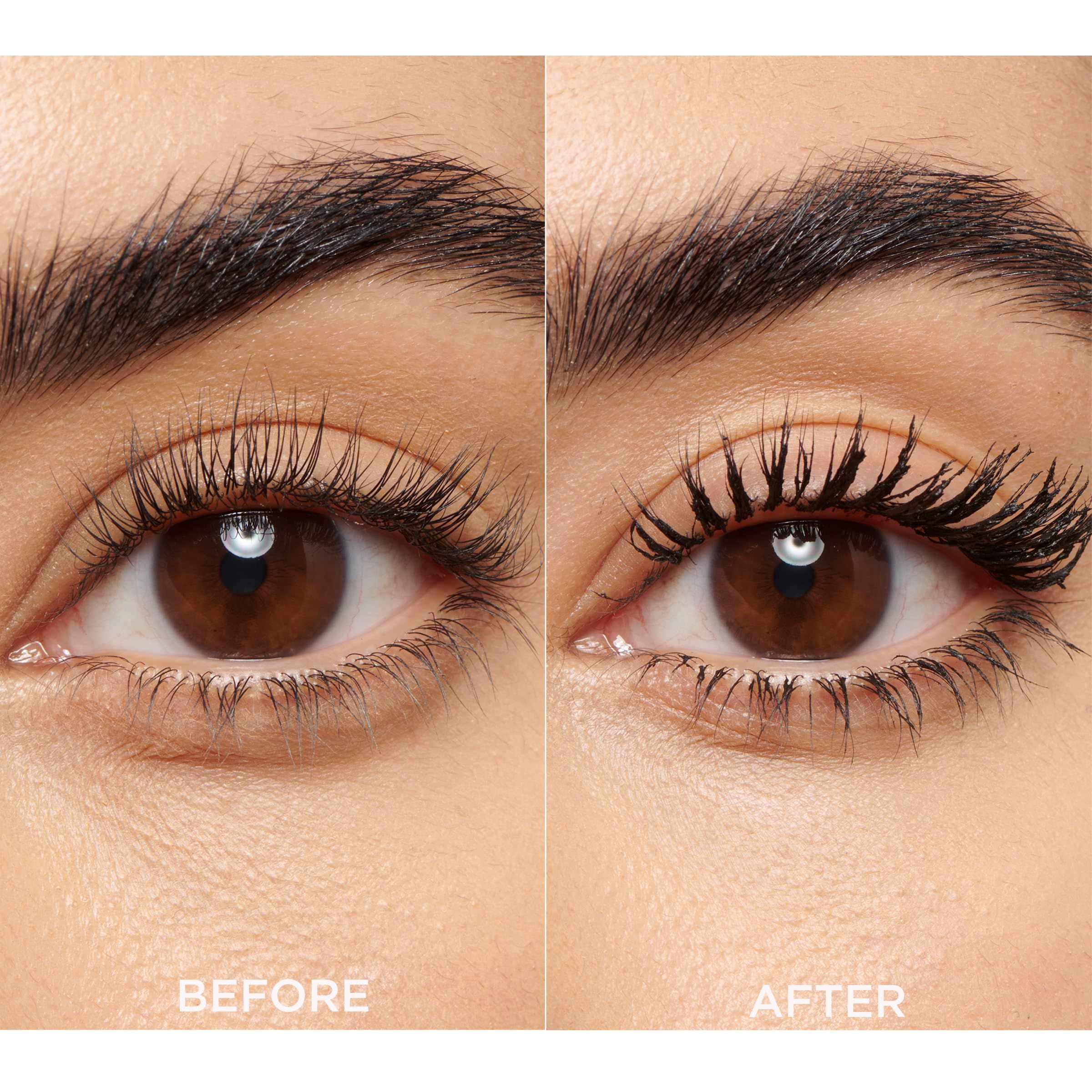 Paio di occhi: effetto prima-dopo. Ciglia prima e dopo l'applicazione del mascara.