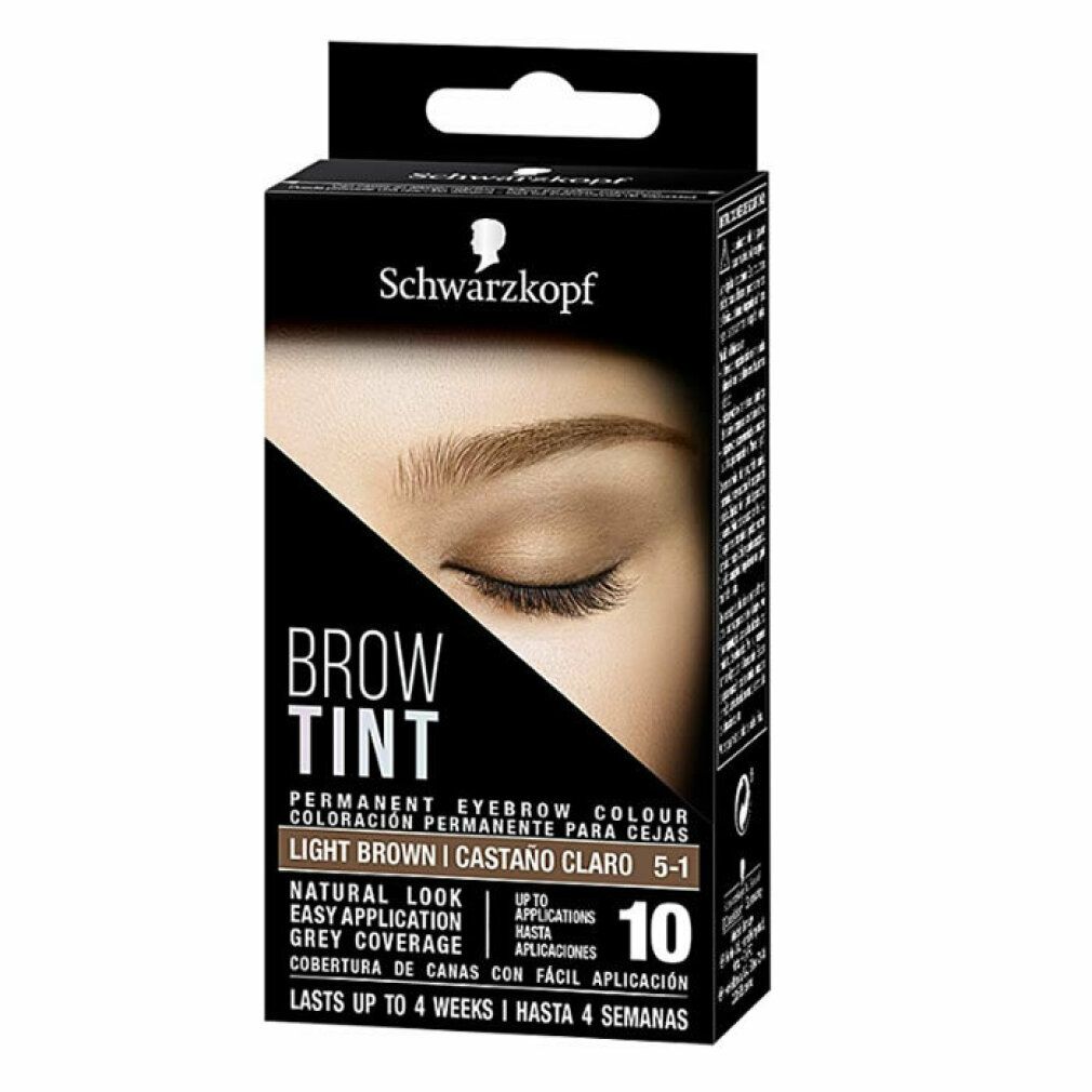 Schwarzkopf Brow Tint, marrone chiaro 5-1. Tinta per sopracciglia in confezione nera. Contiene 10 applicazioni. Dura fino a 4 settimane.