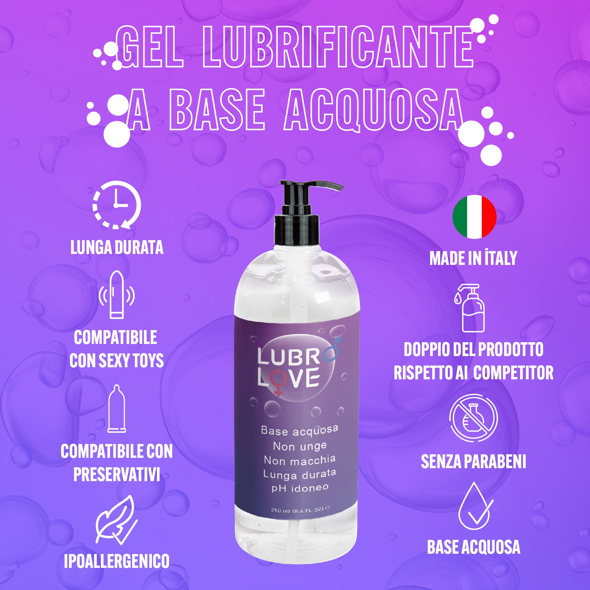 Kamasù LUBRO LOVE Lubrificante Anale e Vaginale a base d'acqua pH neutro Non UNGE