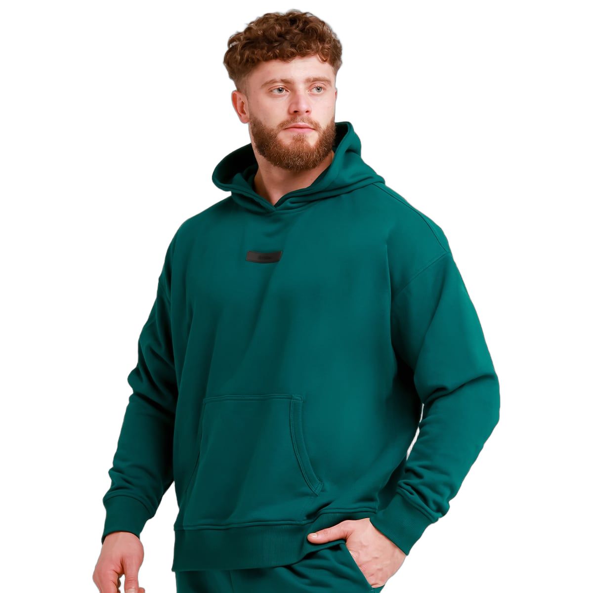 GymBeam Felpa uomo con cappuccio oversize Unstoppable Green