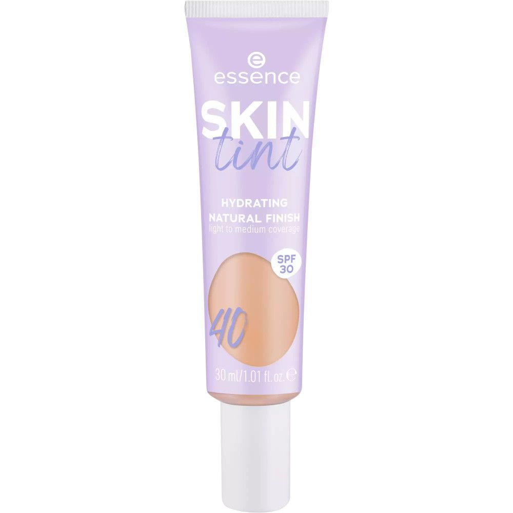 Fondotinta Skin Tint in tubo viola. Scritta 'SKIN tint', 'SPF 30' e tonalità 40.