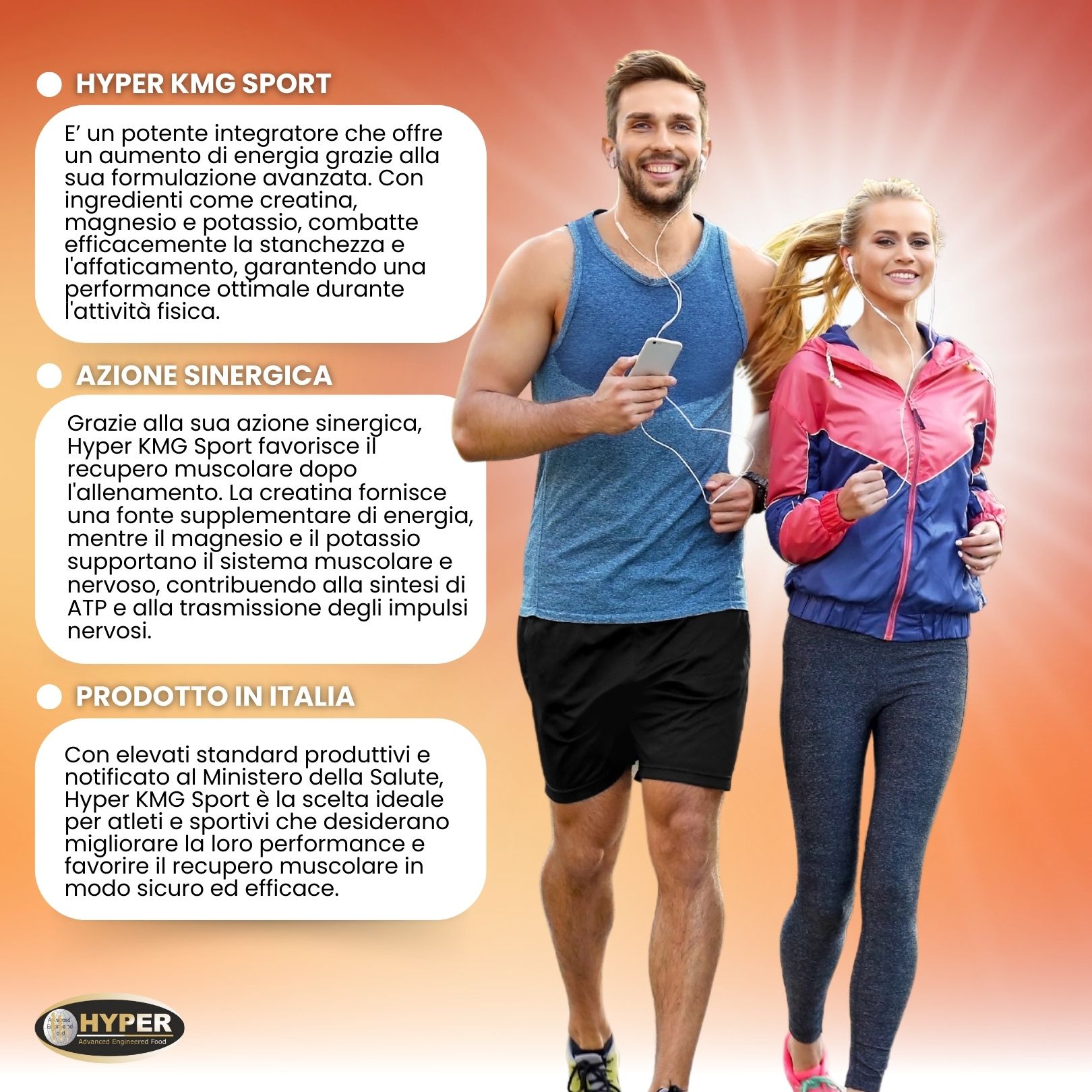HYPER KMG Sport Integratore Alimentare Energetico con  Magnesio Potassio Creatina