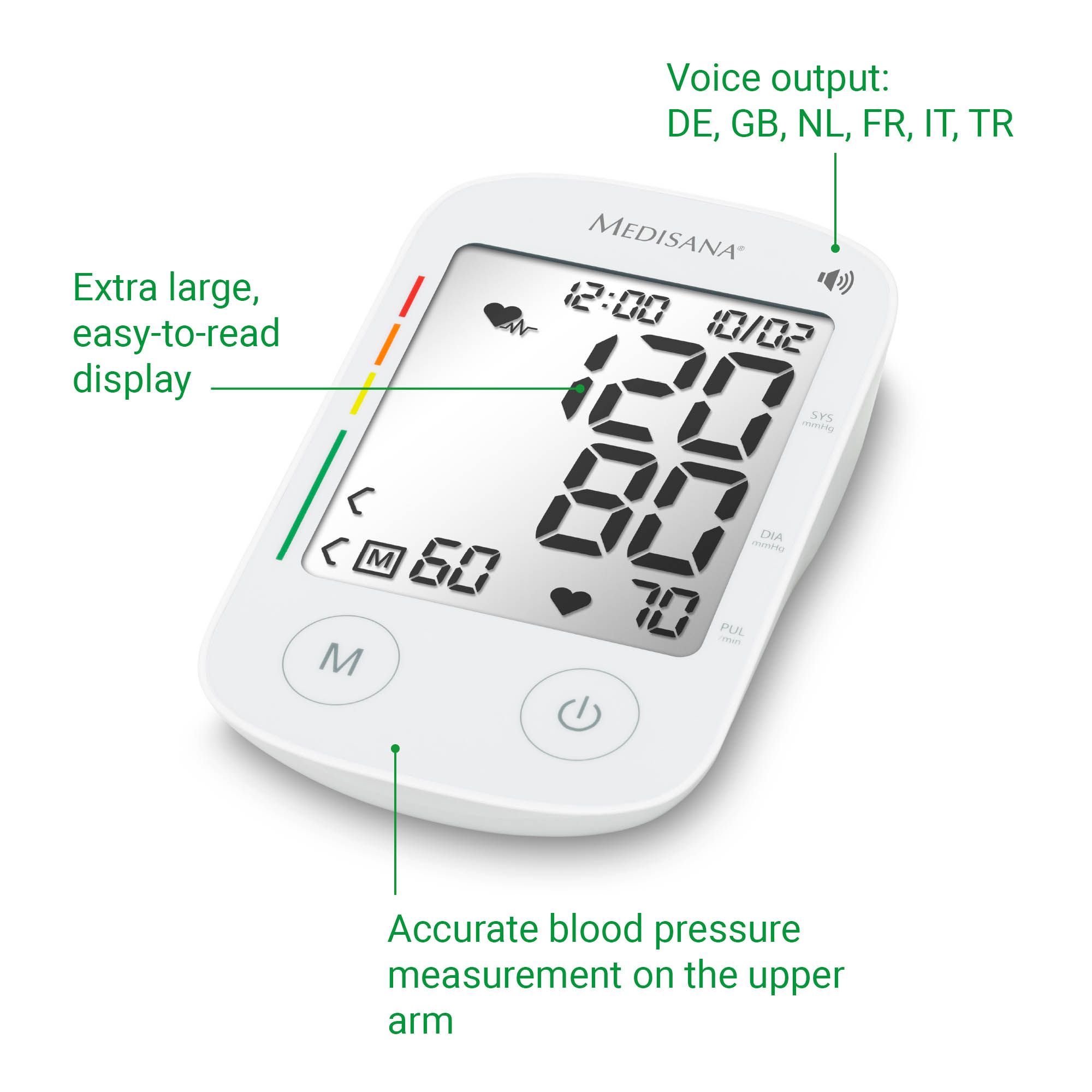 medisana BU 535 Misuratore di pressione da braccio superiore Voice