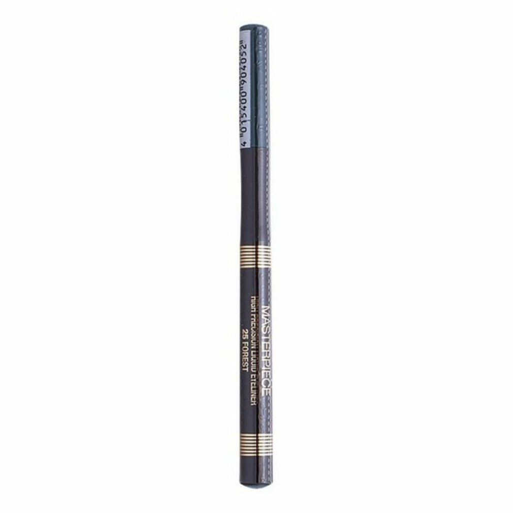 Eyeliner nero con dettagli dorati. Sulla penna si legge "Masterpiece High Precision Liquid Eyeliner".