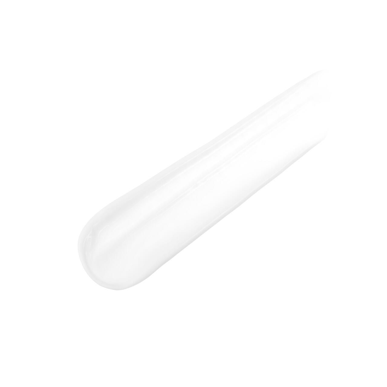 Prodotto bianco, presumibilmente crema solare, su sfondo bianco. Consistenza visibile.