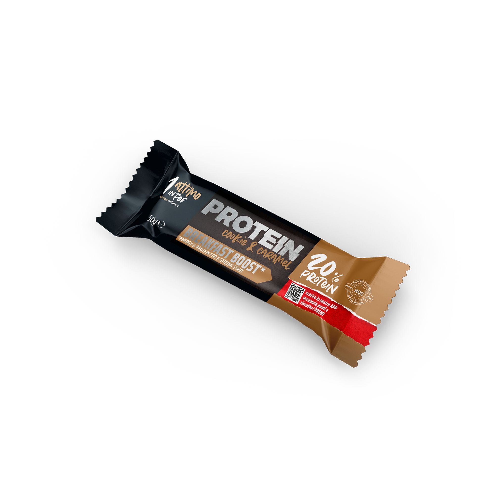Barretta proteica singola, 20% proteine, gusto Cookie & Crispy, 50g.