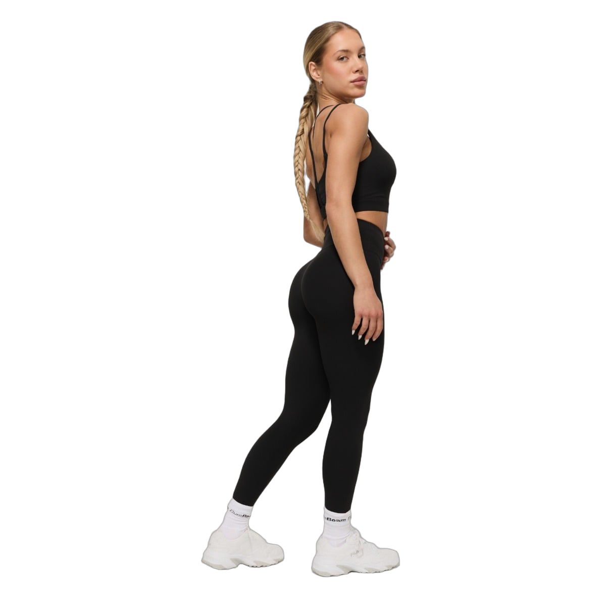 GymBeam Leggings donna BEAT Black a vita alta senza tasche