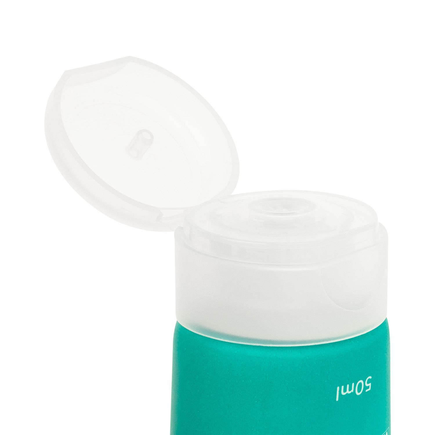 Primo piano del tappo bianco di un tubo verde. Scritta: 50ml.