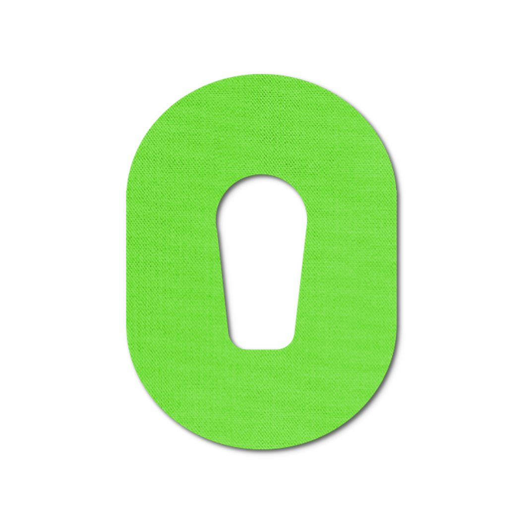 Cerotto ovale verde con apertura centrale. Superficie simile al tessuto.