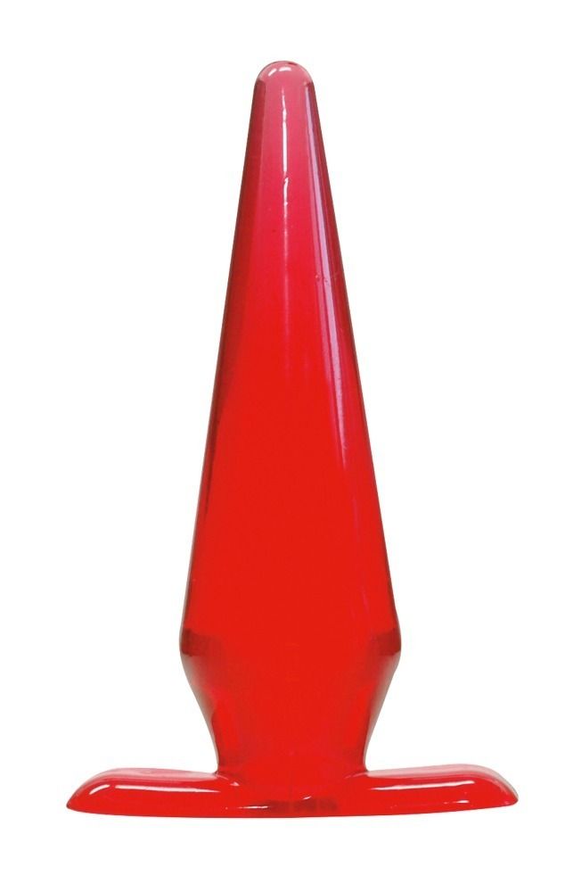 Vibratore rosso, conico con base larga.