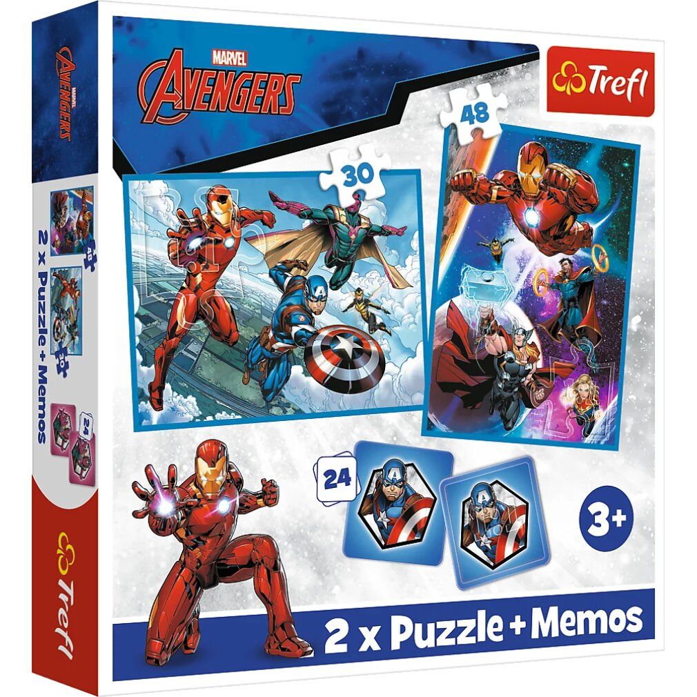 trefl 3in1 Avengers: Eroi in azione (2x puzzle + gioco di memoria)
