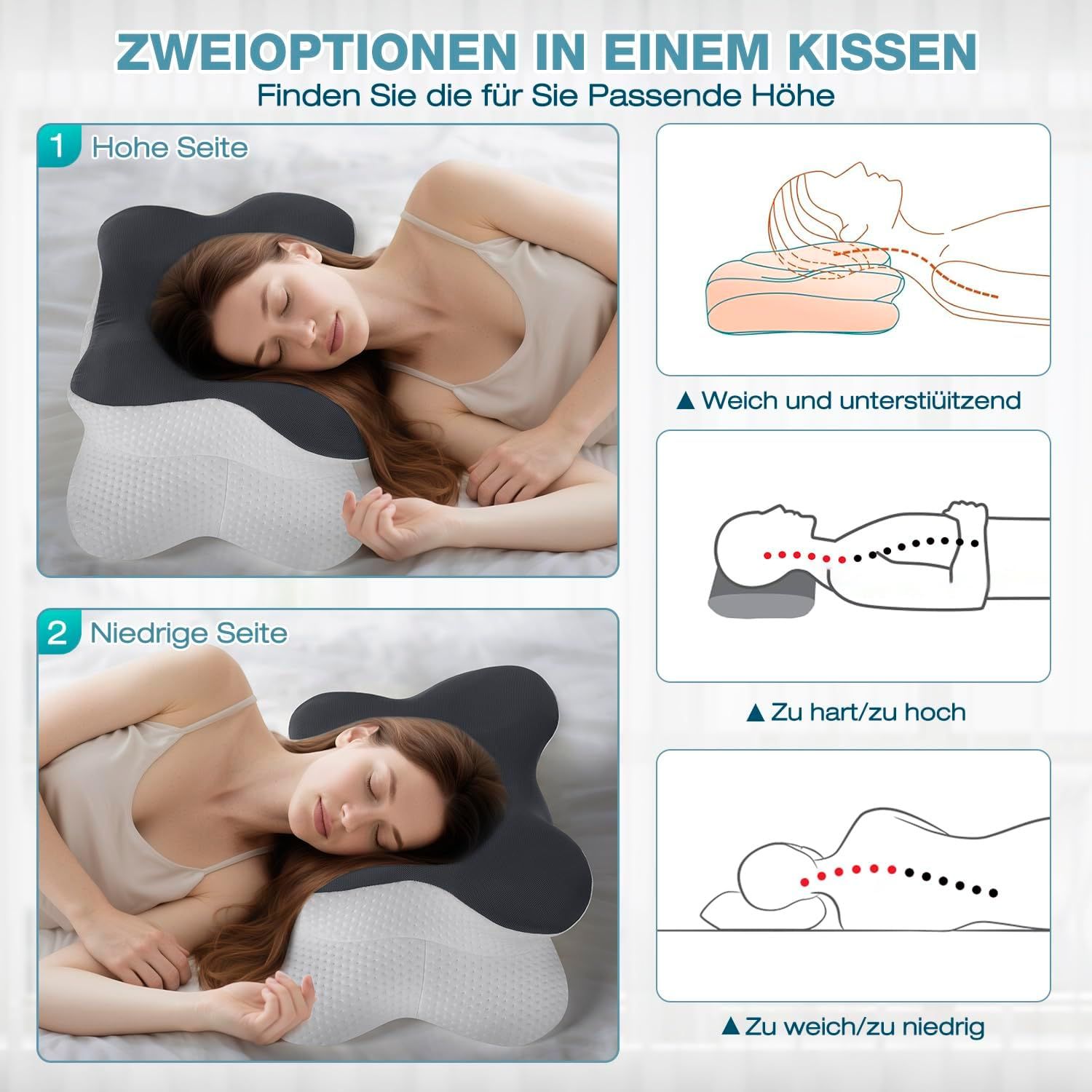 Cuscino ergonomico Nourideaux – cuscino per il collo e per il sonno, supporto per il riposo e il com