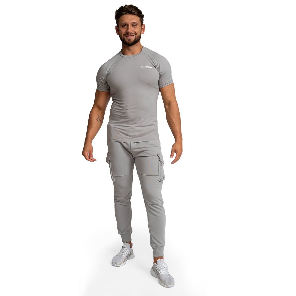 GymBeam Maglietta uomo TRN Fitted slim a manica corta Grey
