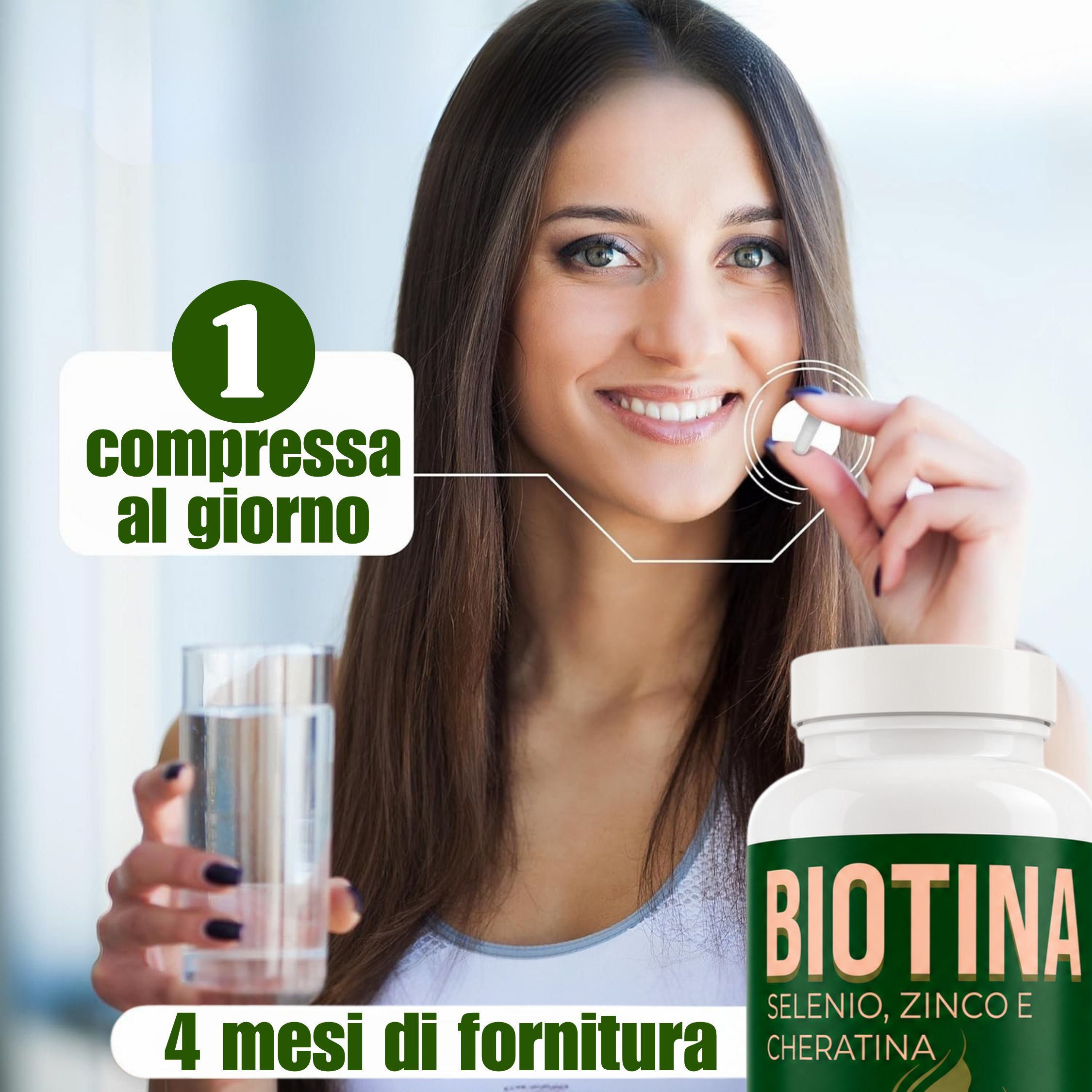 Biotina ad alte dosi con compresse di zinco selenio per la crescita dei capelli Biotin Zinco Selenio e silice
