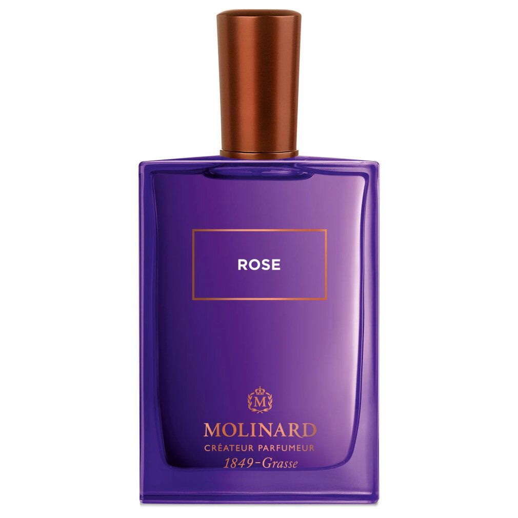 Flacone viola. Scritta ROSE e MOLINARD. Tappo bronzo.