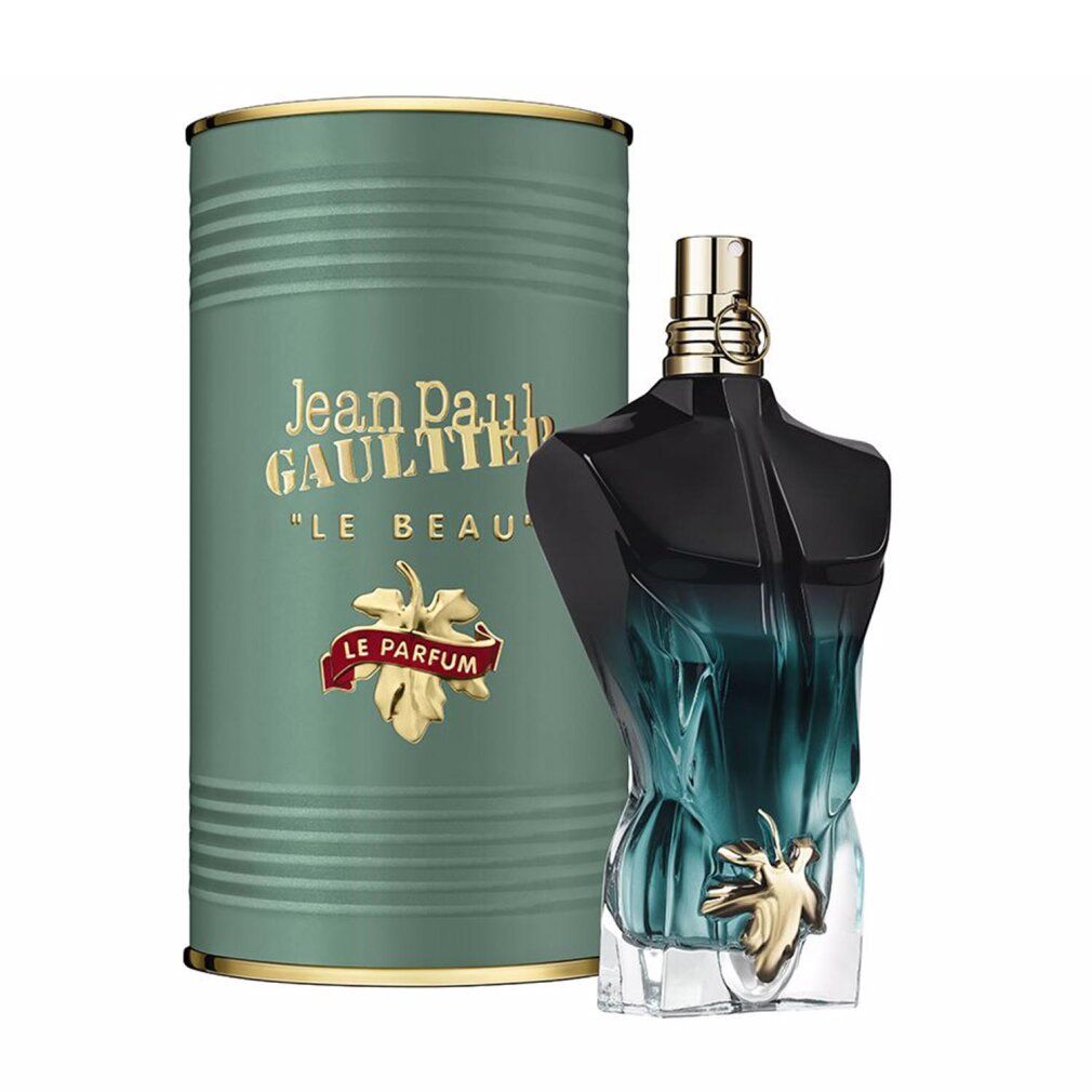 Flacone e scatola di profumo. Flacone a forma di busto, scatola con logo e scritta "LE PARFUM".