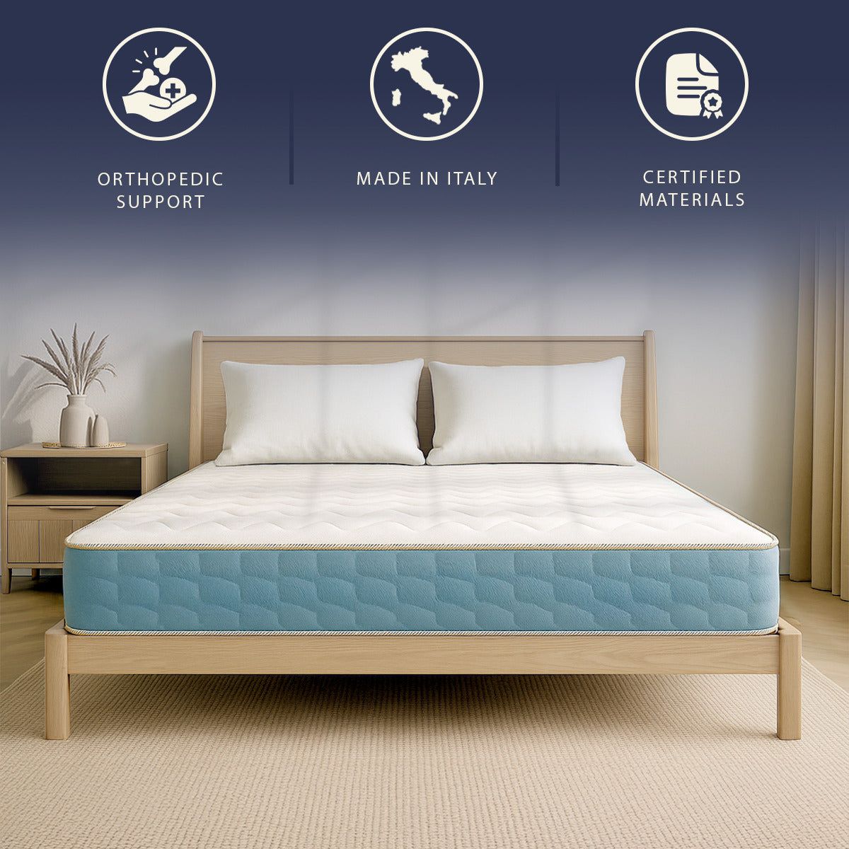 The White Stone Materasso Ortopedico 80x190 cm con Altezza di 21 cm | Ergonomico e Traspirante