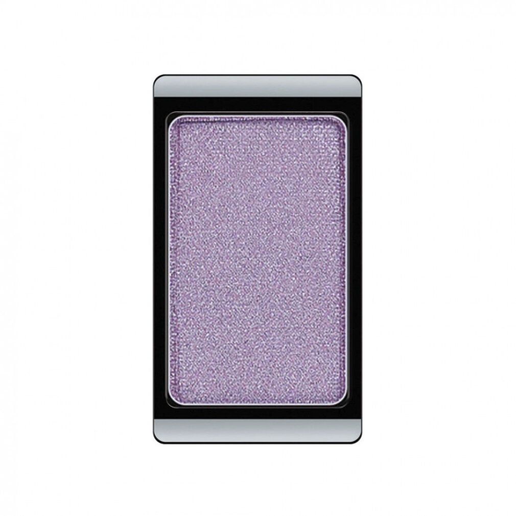 Ombretto rettangolare lilla con superficie glitterata. Cornice nera con bordo argentato.