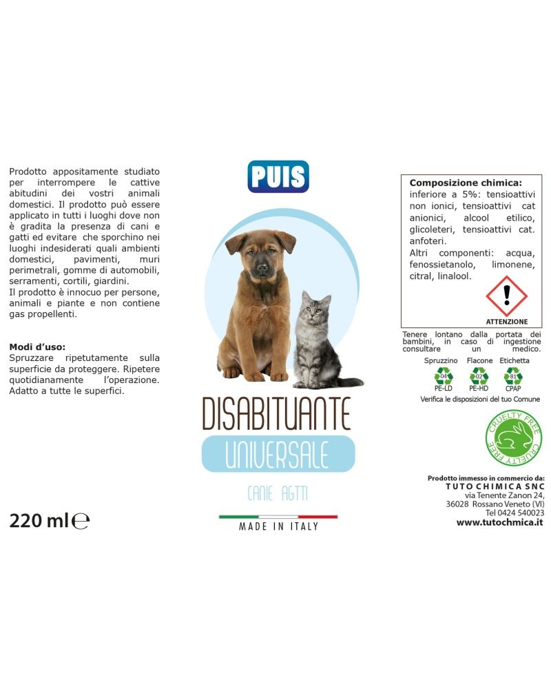 Puis disabituante per cani e gatti, da interno ed esterno, contro le cattive abitudini