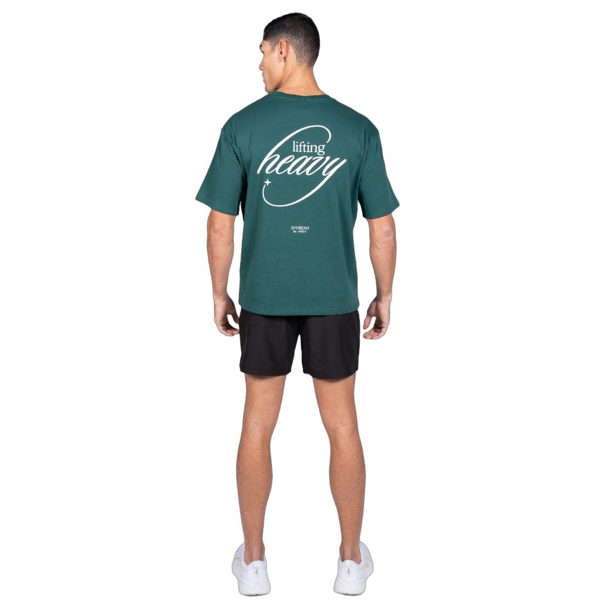 GymBeam Maglietta uomo oversize Lifting Heavy Forest a maniche corte