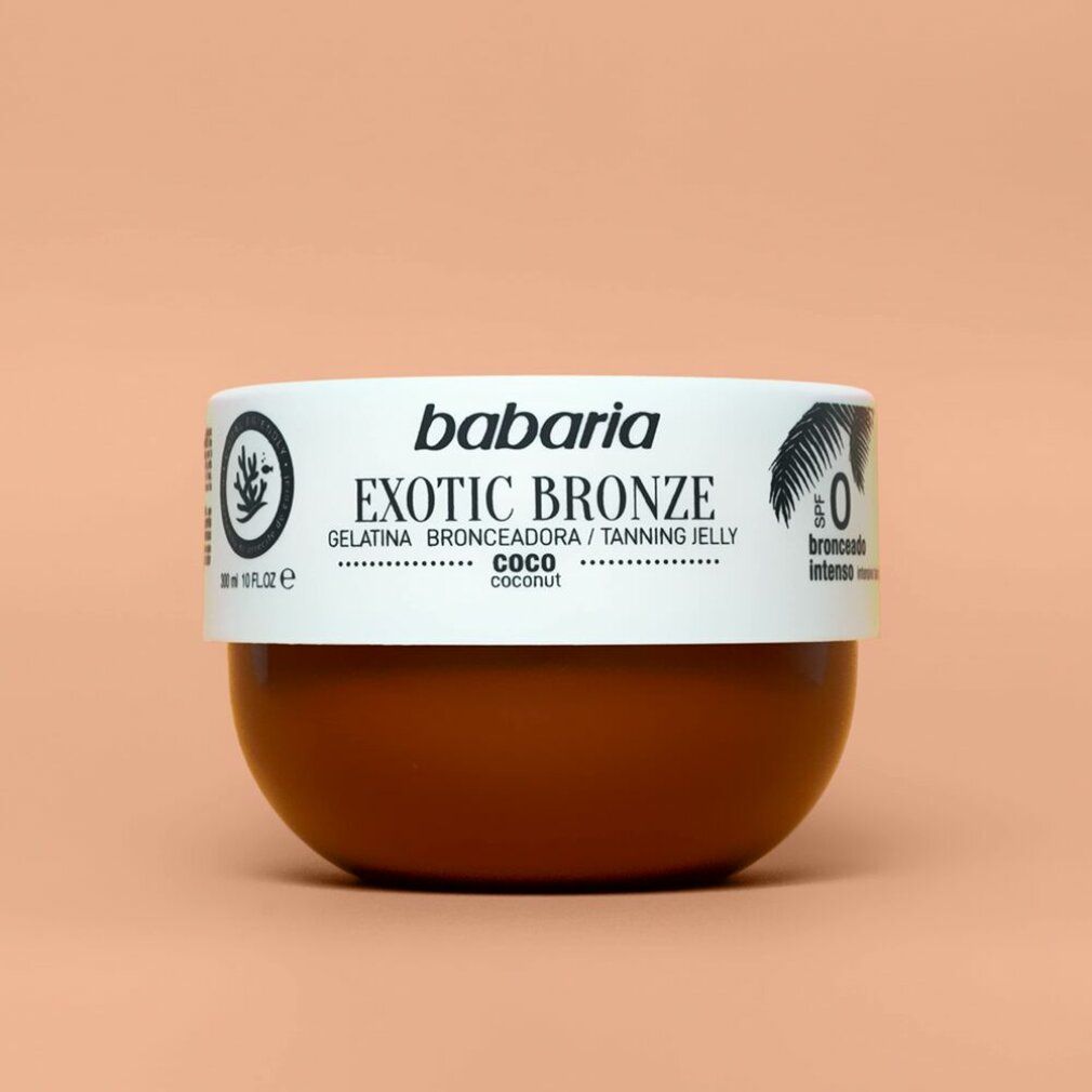 Crema abbronzante Babaria Exotic Bronze in barattolo rotondo. Scritta "Coco".