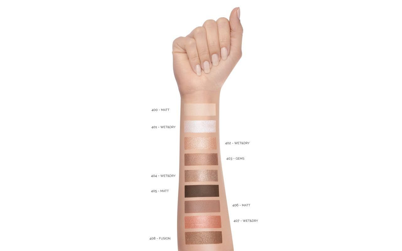 Tavolozza di colori dell'ombretto Pupa Vamp! applicata su un braccio.