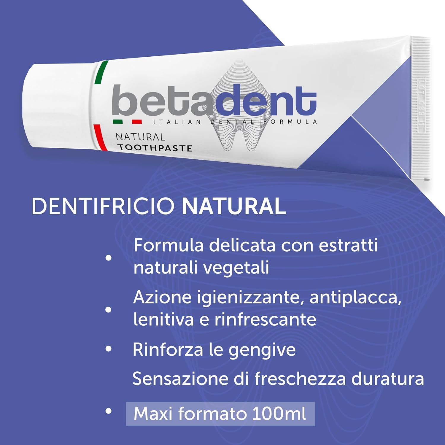 BETADENT - Dentifricio Natural - Rinforza gengive - Delicato con estratti naturali vegetali