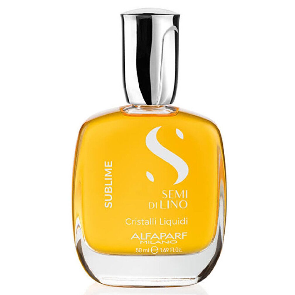 Siero per capelli color oro in flacone di vetro con tappo argentato. Marca: Alfaparf Milano.