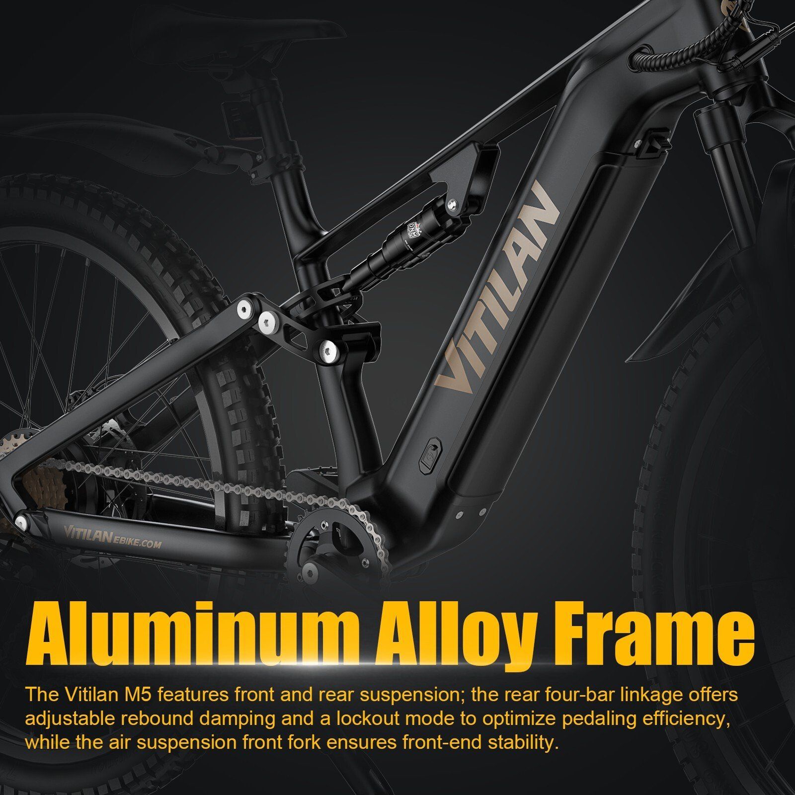 VITILAN M5 Bicicletta elettrica full suspension, batteria da 48V 15Ah